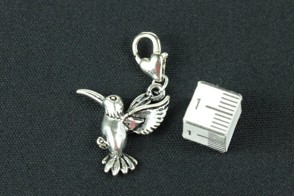 Kolibri Bedelhanger met hanger in de vorm van een hanger, verzilverd, handgemaakt modesieraad, 15mm, Metaal