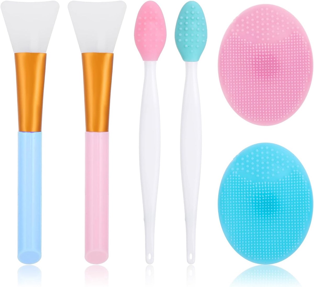 6 stuks siliconen gezichtsreinigingsborstel, lipscrub, neuscrub, mee-eterverwijderaar, applicator voor vrouwen en meisjes