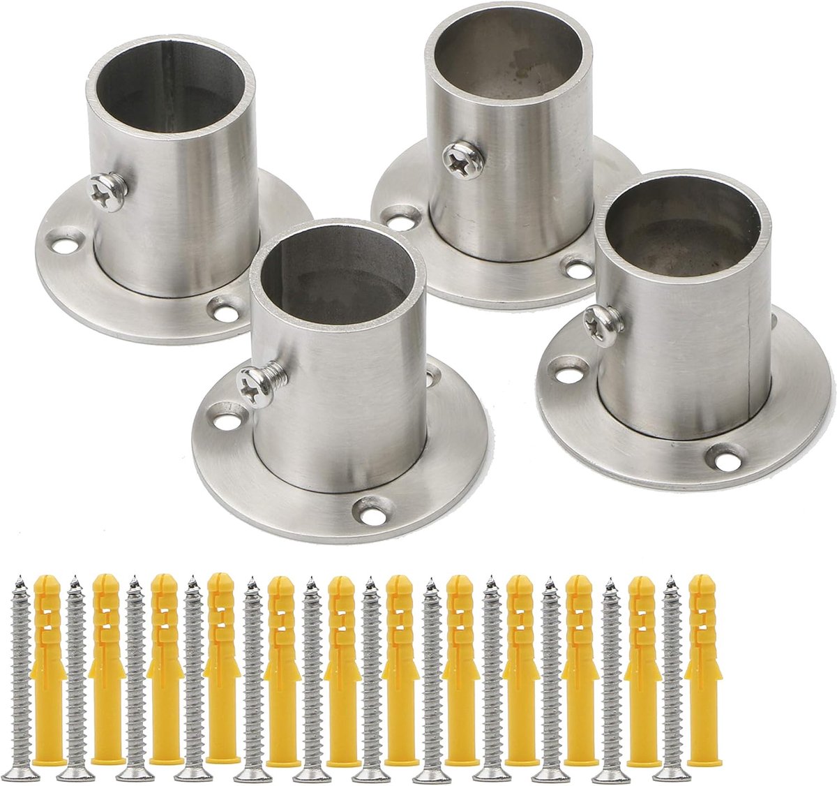 stalen kast staaf flenshouder voor buitendiameter 1 inch 25 mm stalen buis, pak van 4 | Voor buitendiameter 1 inch 25 mm stalen buis