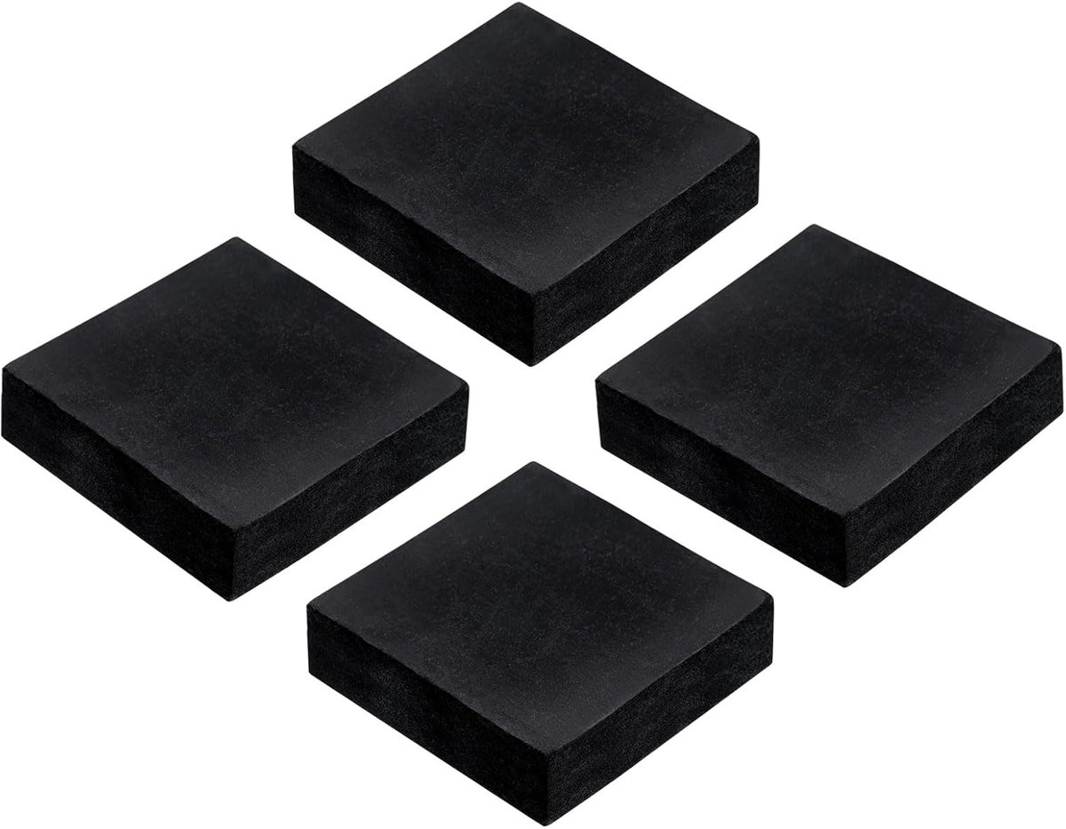 4 stuks rubberen pads tegen harde trillingen, vierkante trillingsisolatiemat, 50 mm, antislip rubberen blokken met ruisonderdrukking voor HVAC, 15 mm dik