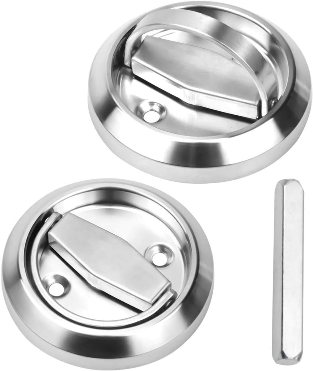 1 paar verzonken ronde inbouw trekgreep kast deurvergrendeling handvat lade knoppen roestvrij stalen beker ring vinger trekken met vierkante deurslot spindel bar voor lade kast kast deuren