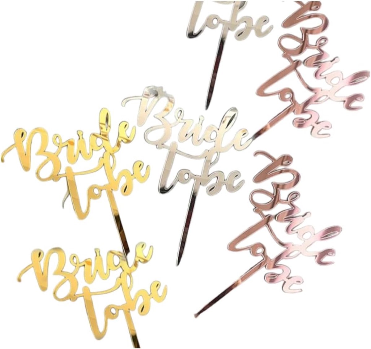 Bride to Be, Taart, Muffin, Cake, Bruidsdecoratie, 3 Kleuren, Rosé, Goud, Zilver, Cupcake-topper, JGA, Vrijgezellenfeest Decoratie, Bruiloft, Bruiloftstaart, Partydecoratie (Goud)