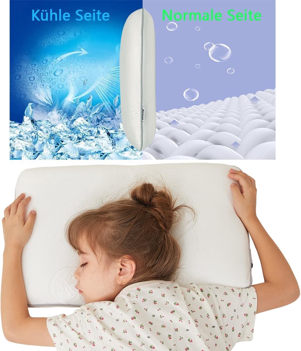 - Koelende stof met berenprint, memory-schuim, ergonomisch ontwerp, ademend, ideaal voor kinderen van 3-8 jaar