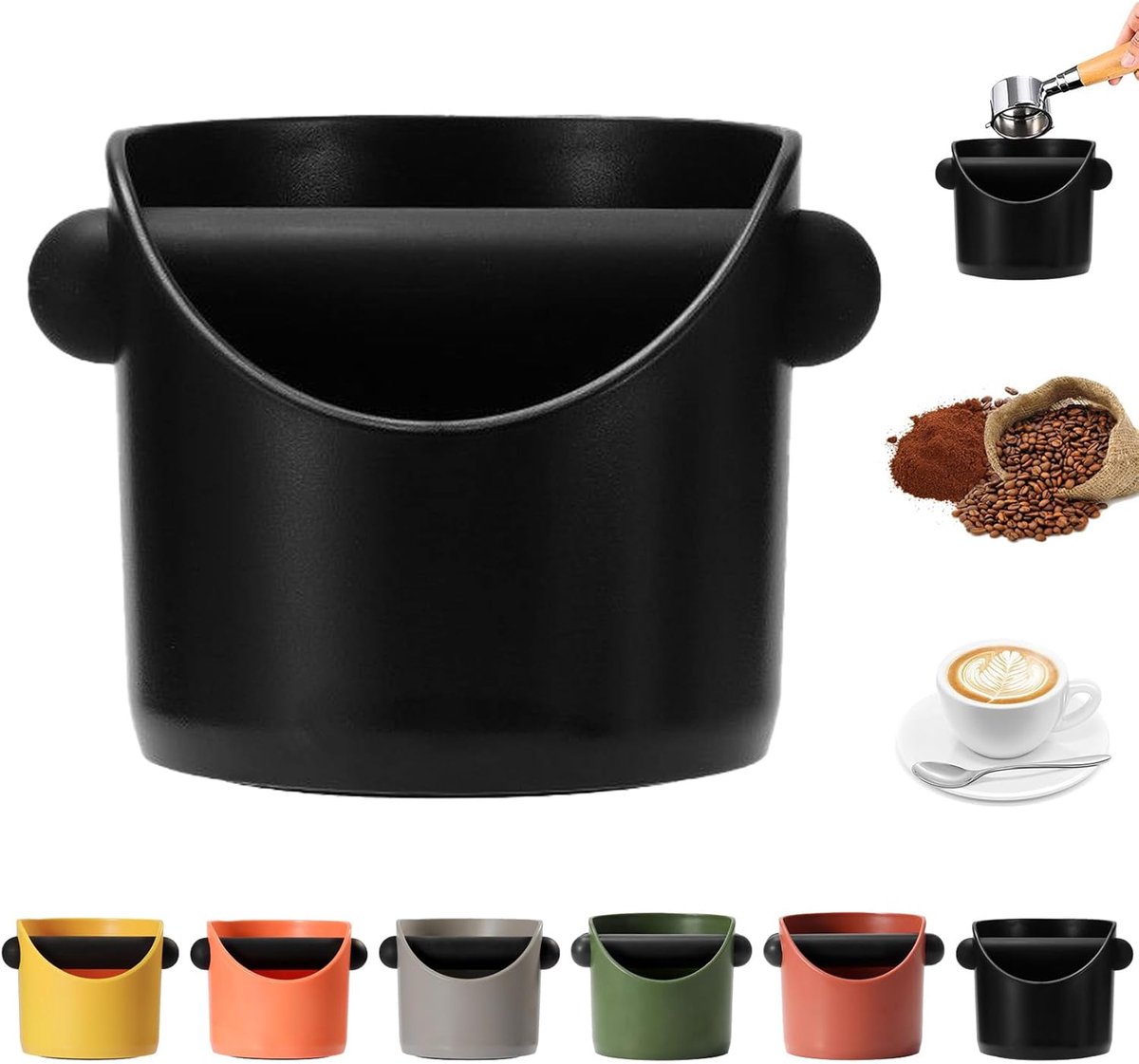 koffie klopdoos, zwarte espresso koffiedik bak met verwijderbare klopstang, container klopdoos met schokabsorberende antislip basis, Grind Barista machine-accessoires