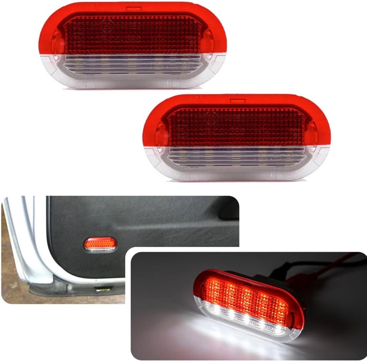 2X Wit/Rood LED-beleefdheidslamp Deurlicht Voor Golf MK3 MK4 Kever Cabrio Jetta Bora Polo Sharan Vento Skoda Octavia Seat
