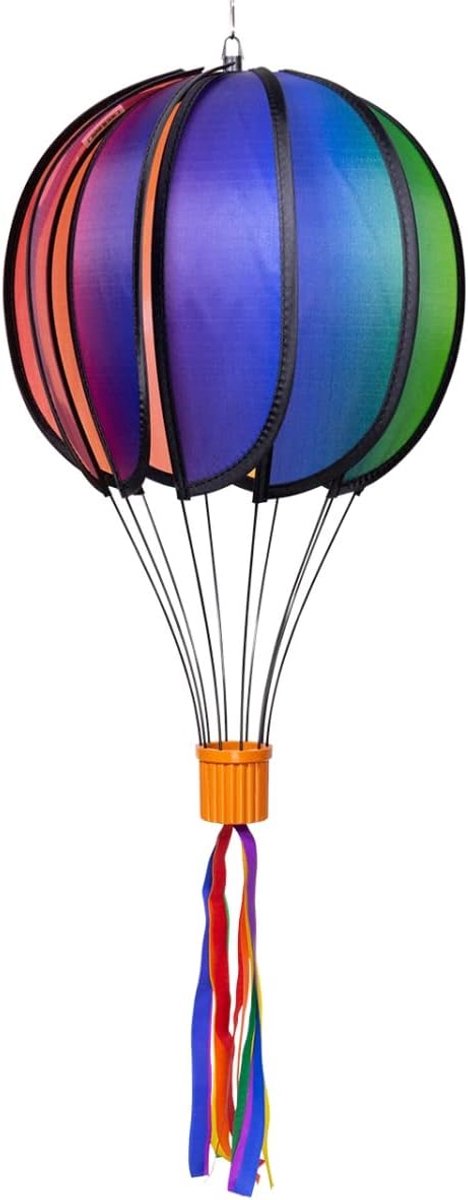 Wind Spinner - Balloon Globe Gradiant - weerbestendig - ballon:Ø23cm x 37cm, mand: 4cm x 3,5cm, spiraal: Ø10 cm x 75cm - inclusief ophanging