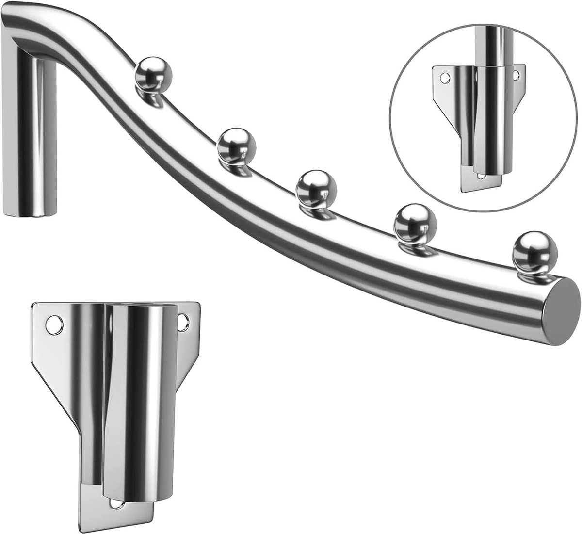 2 stuks wandkledingventilator, inklapbaar, roestvrij staal, opvouwbare wandgemonteerde kledinghanger, metalen kledinghaken, wandmontage, kledinghaken met zwenkarmhouder, hoog vermogen, droogrek,