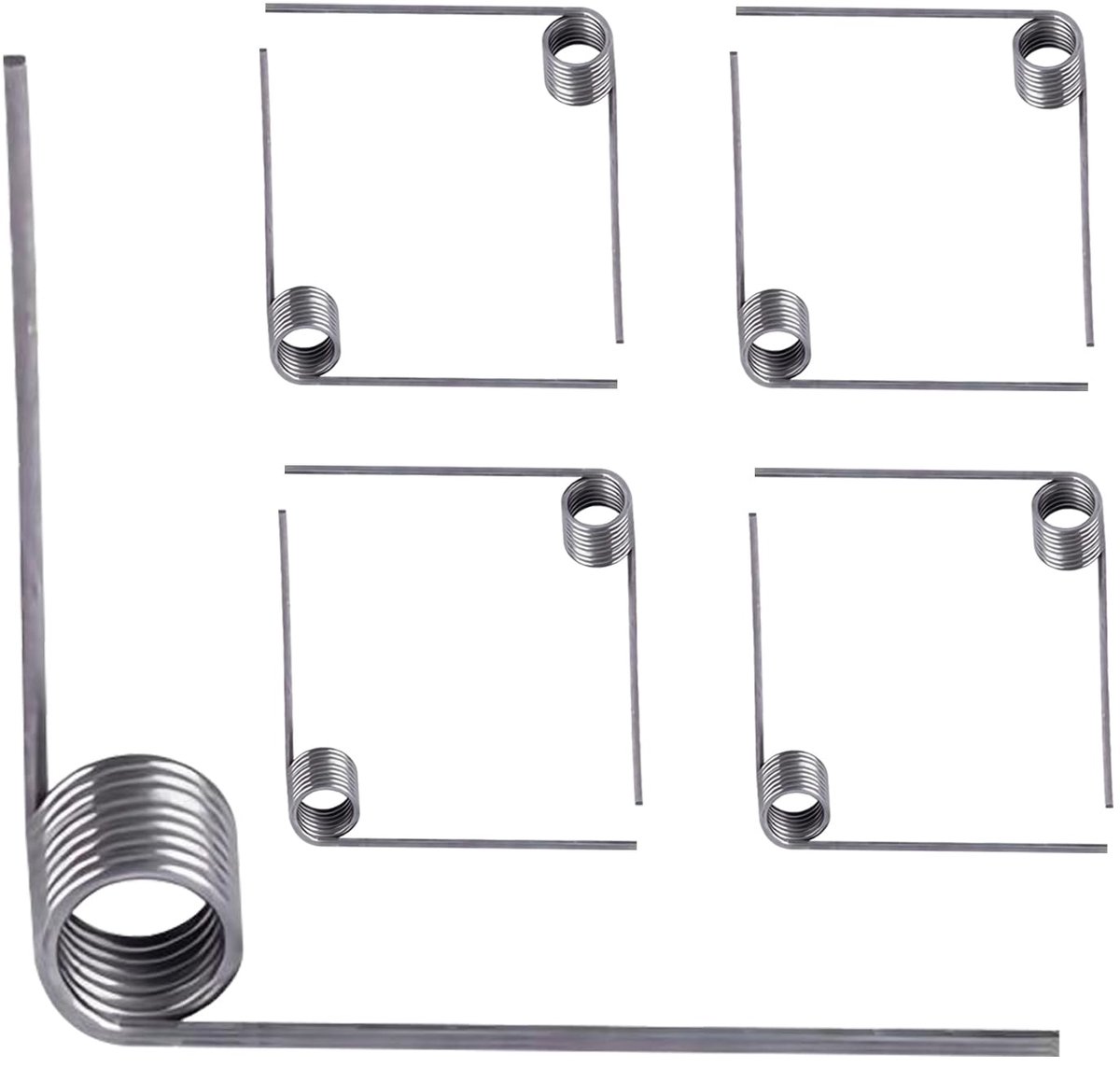 Torsieveren van Roestvrij Staal, V-vormige Mechanische Torsieveren, Roestvrijstalen, 0,5 mm Draaddiameter, Buitendiameter 4,5 mm, 9 Ronden, 90° Afbuigveer