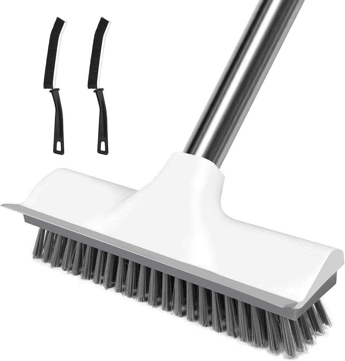 Schuurborstel met trekker, 2-in-1 vloerborstel voor tapijt, vloerborstel met verstelbare handgreep, reinigingsborstel voor keuken, badkamer, terras, terras, muur
