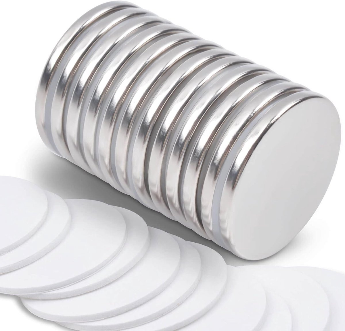 Magneten - Sterk, 20 x 2 mm, 12 Stuks - Grote Platte Ronde Magneten Met Lijm Voor Magneetbord, Kleine Keuken, Kantoor, Koelkast, Whiteboard