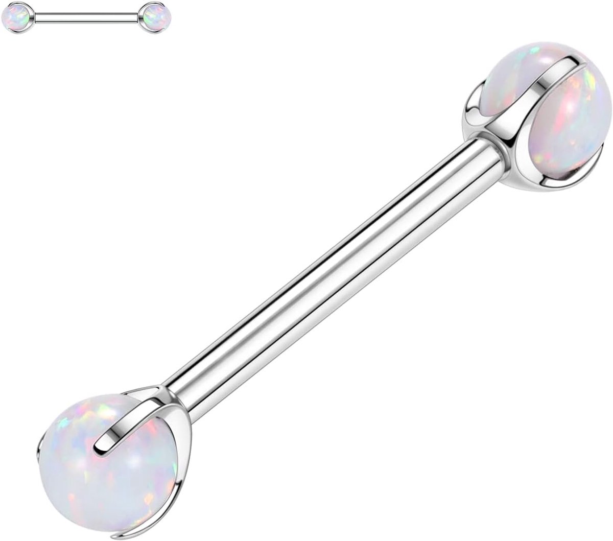 14G tepel- en tongpiercings, G23 titanium tepelpiercings, rechte barbells, tepel- en tongpiercing van 12-18 mm