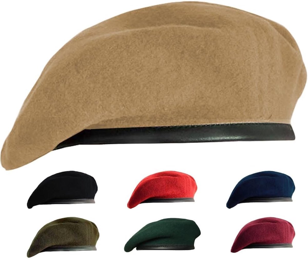 Militaire Baret voor Mannen en Vrouwen, Wol en Leren Leger Baret Hoeden