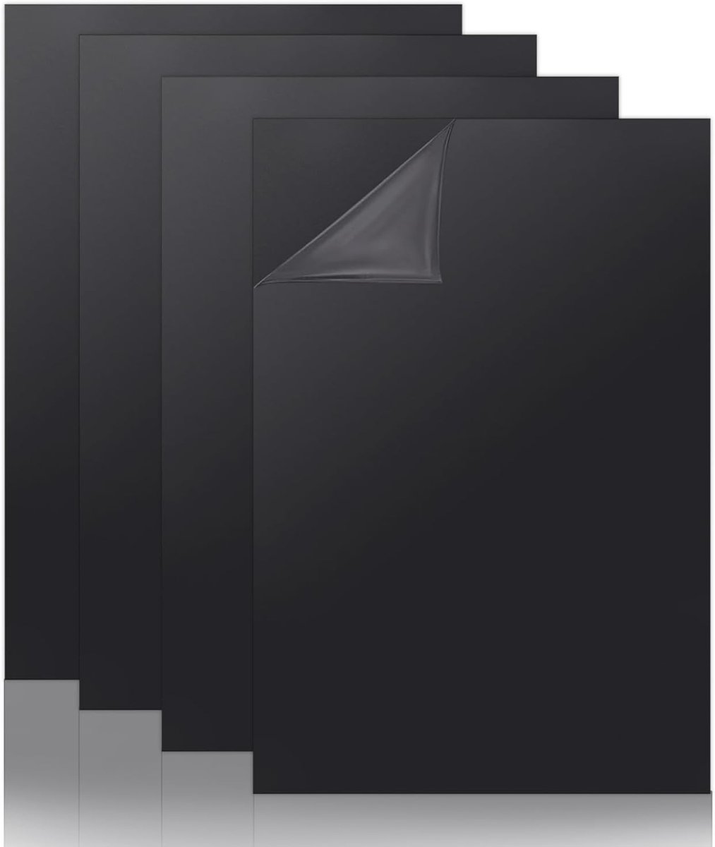 Kunststof Plaat - 2 mm, 30 x 20 cm, 4 Stuks voor Modelbouw, Kunst, Doe-het-zelf (Zwart)