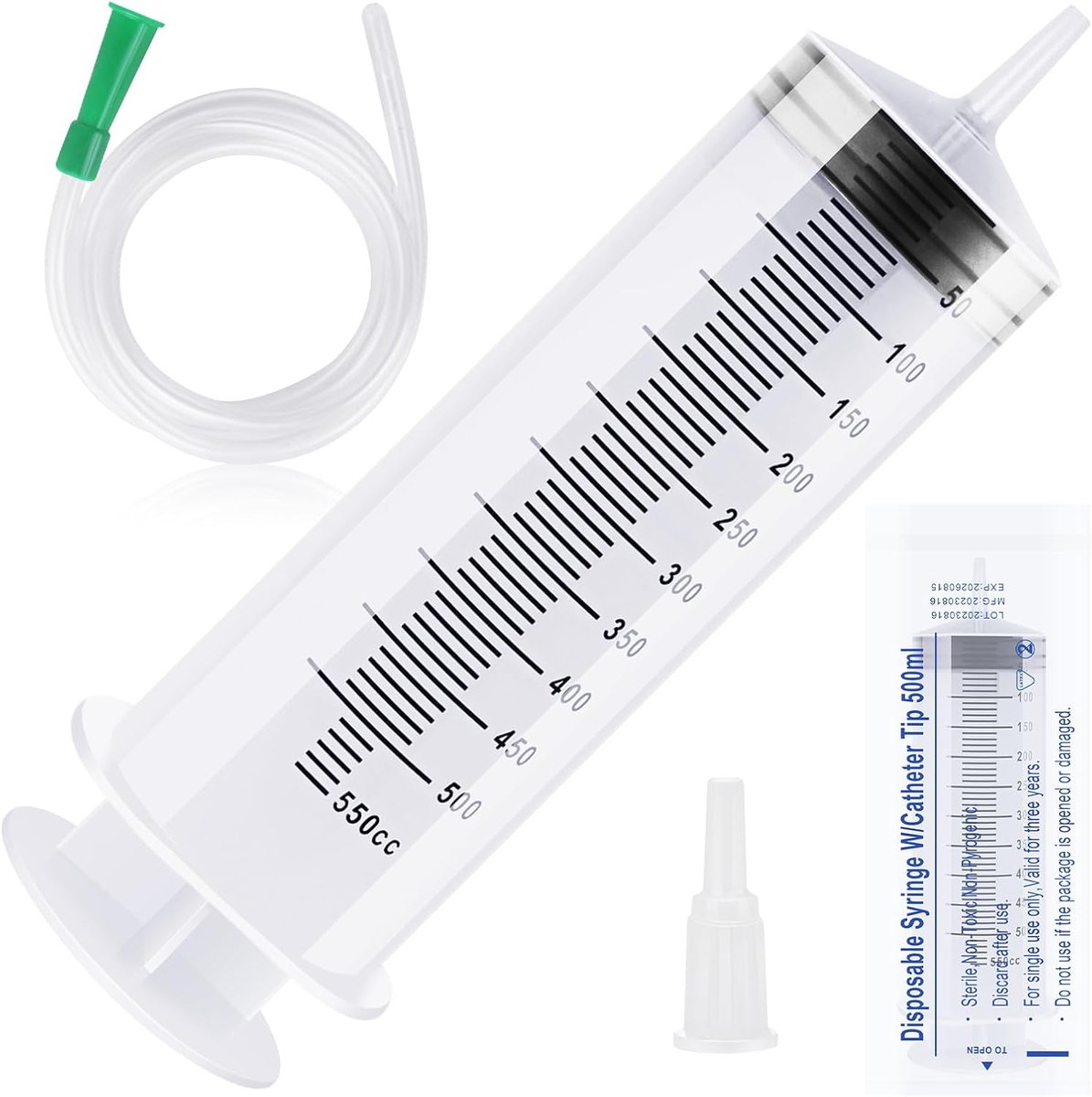 550 ml spuit met buis, grote herbruikbare spuit, kunststof spuit met stop, afzonderlijk verzegelde spuiten voor laboratoria, industrie, huisdieren (150/250/350/550 ml)