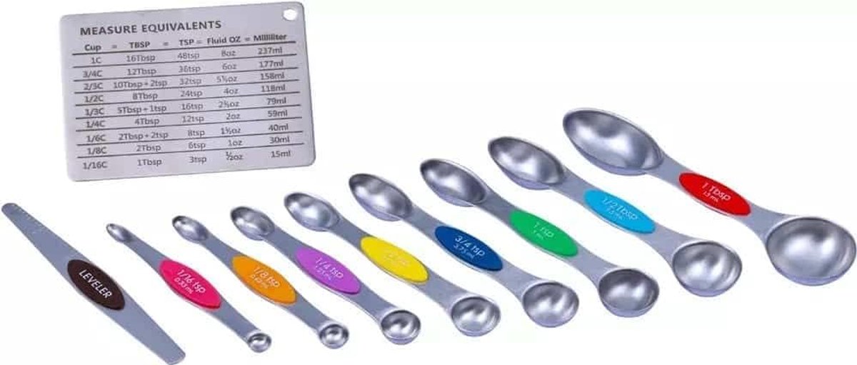 Luxe RVS Maatlepel Set – 18-delige Set met Maatlepels en Maatcups voor Precies Afmeten