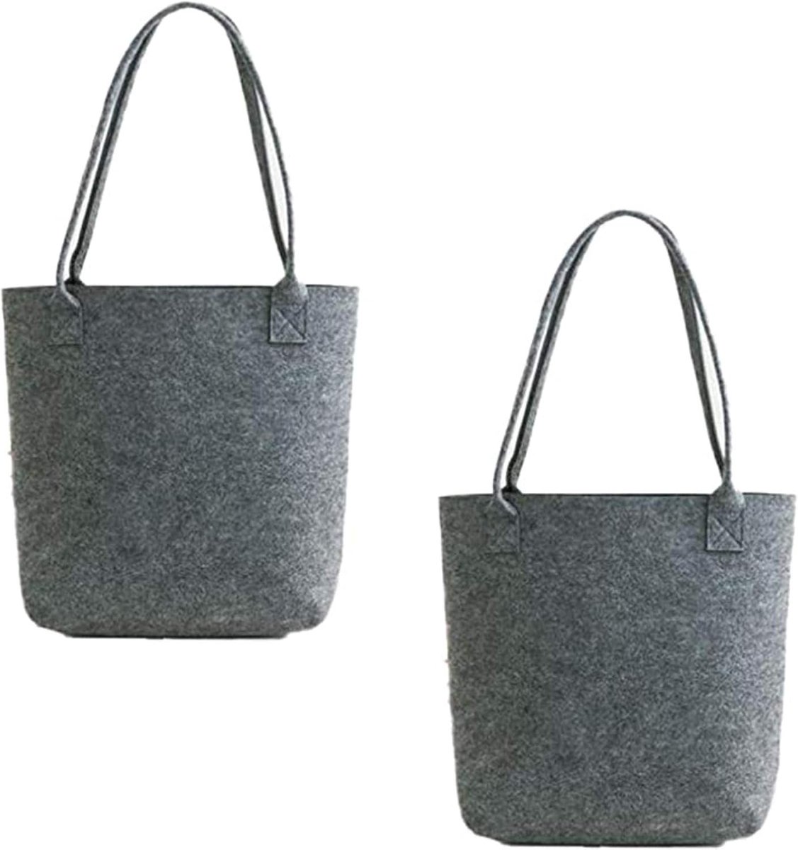 tassen shopper 2 stuks boodschappentas van vilt draagtas vilten shopper met 2 handgrepen voor dames, donkergrijs, 10