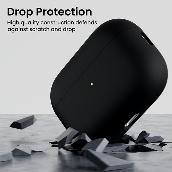 Compatibel met Airpods Pro 2 hoesje (2022), beschermende vloeibare siliconen hoes voor Airpods Pro 2e generatie met sleutelkoord zachte huid voorkant led zichtbaar-zwart van compatibel — afbeelding 5