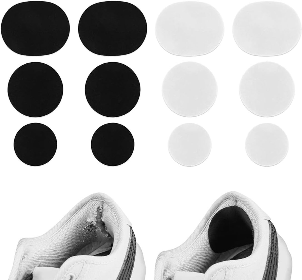 Set van 12 zelfklevende patches voor het repareren van gaten in schoenen, voor tenen en hielen, perfect voor sneakers en hoge hakken, snelle en eenvoudige reparatie