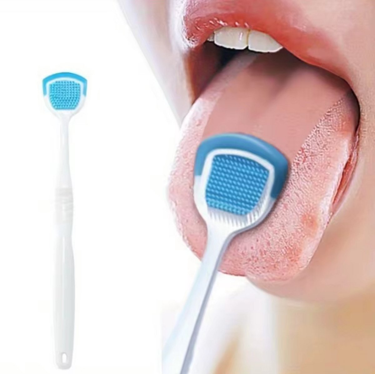 Tongschraper Plastic Blauw – Herbruikbare Tongreiniger voor Frisse Adem – Mondverzorging
