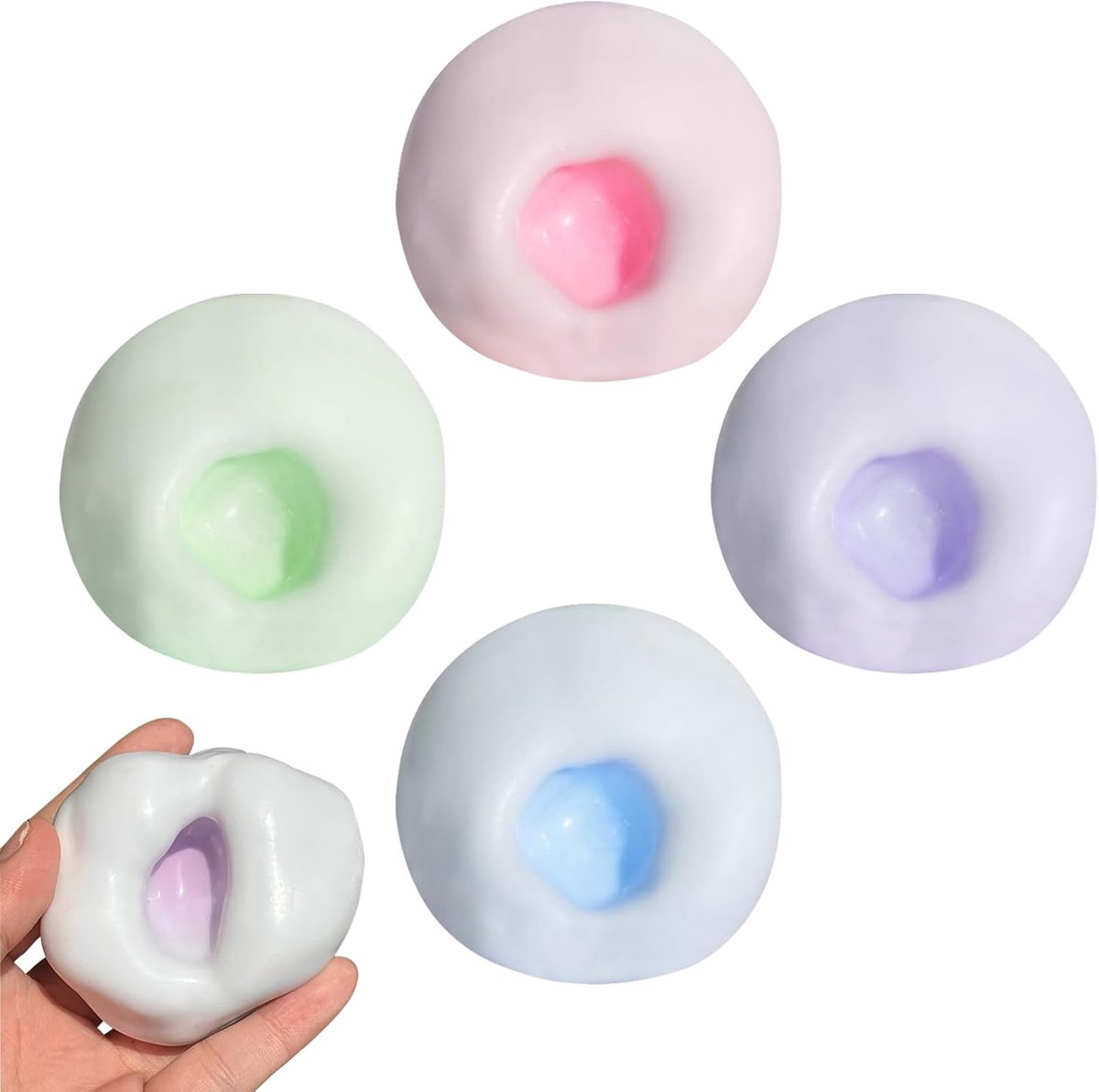 Pakket van 4 stressverlichtende zand kleverige ballen, knijpspeelgoed, druiven stressbal, zachtere, stressverlichtende - ShopVlot
