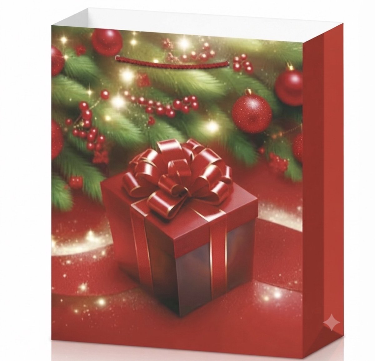 Luxe Kersttassen Set van 8 Stuks - 32*24*13cm – Twee Sfeervolle Designs – Stevig Papieren Cadeautas