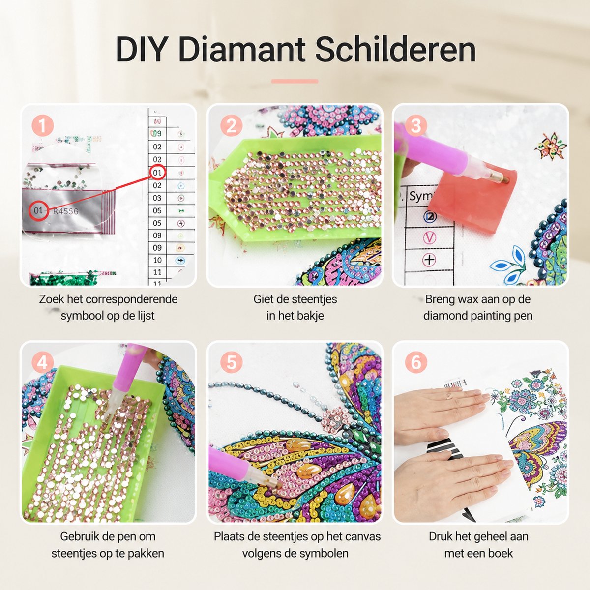 BOTC Diamond Painting Volwassenen - Diamond Painting Kinderen - Diamond Painting Pakket Volledig - 30x40CM - Bouquet — afbeelding 8