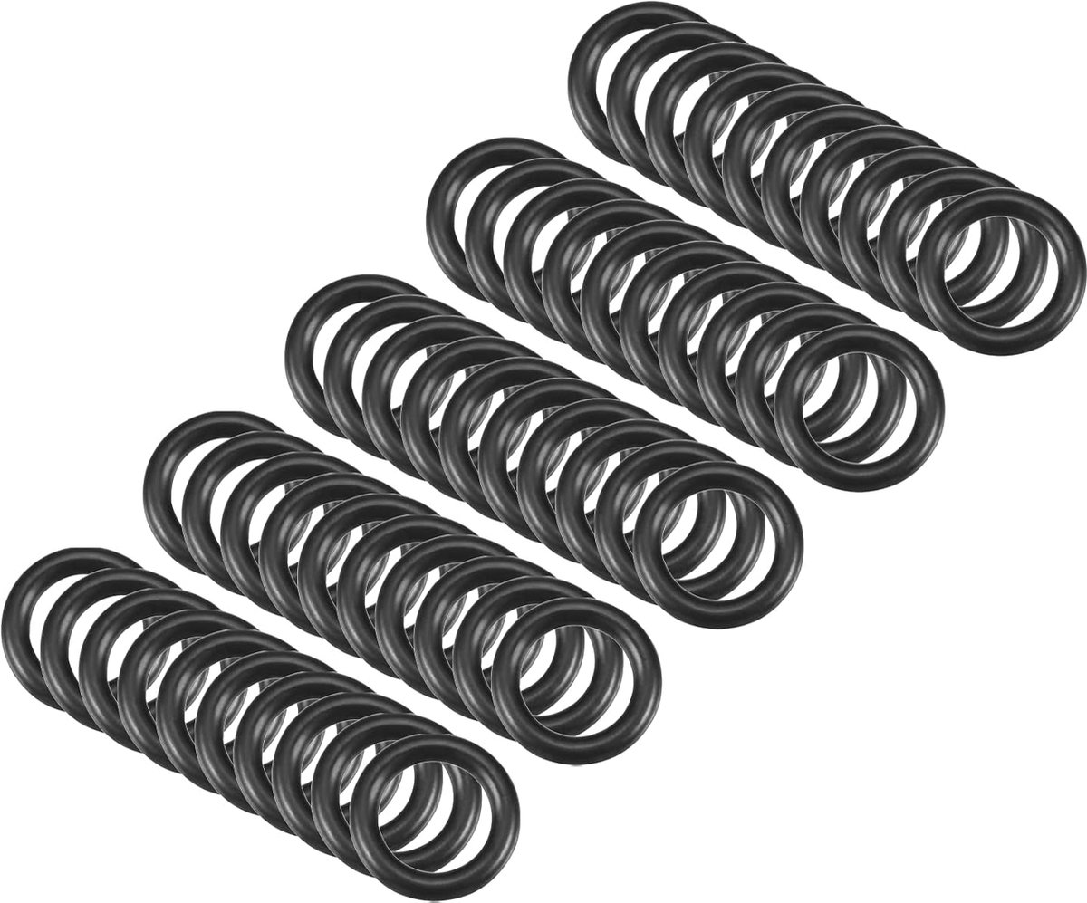 50 stuks nitrilringen, ronde sluitring, 18 mm x 12 mm x 3 mm, voor kraan, loodgieter, reparatie, afdichting, zwart