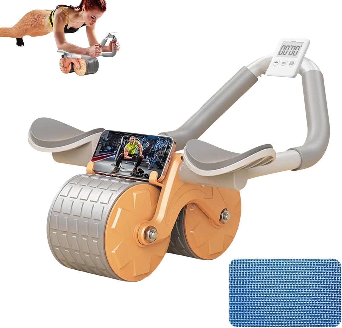 met Automatische Rebound. Wiel voor ABS met Elleboogsteun. Thuistraining met Kniebeschermer en Stopwatch Inbegrepen. Sporten voor Beginners Thuis. | Elleboogsteun, kniebandage, inclusief stopwatch, voor beginners
