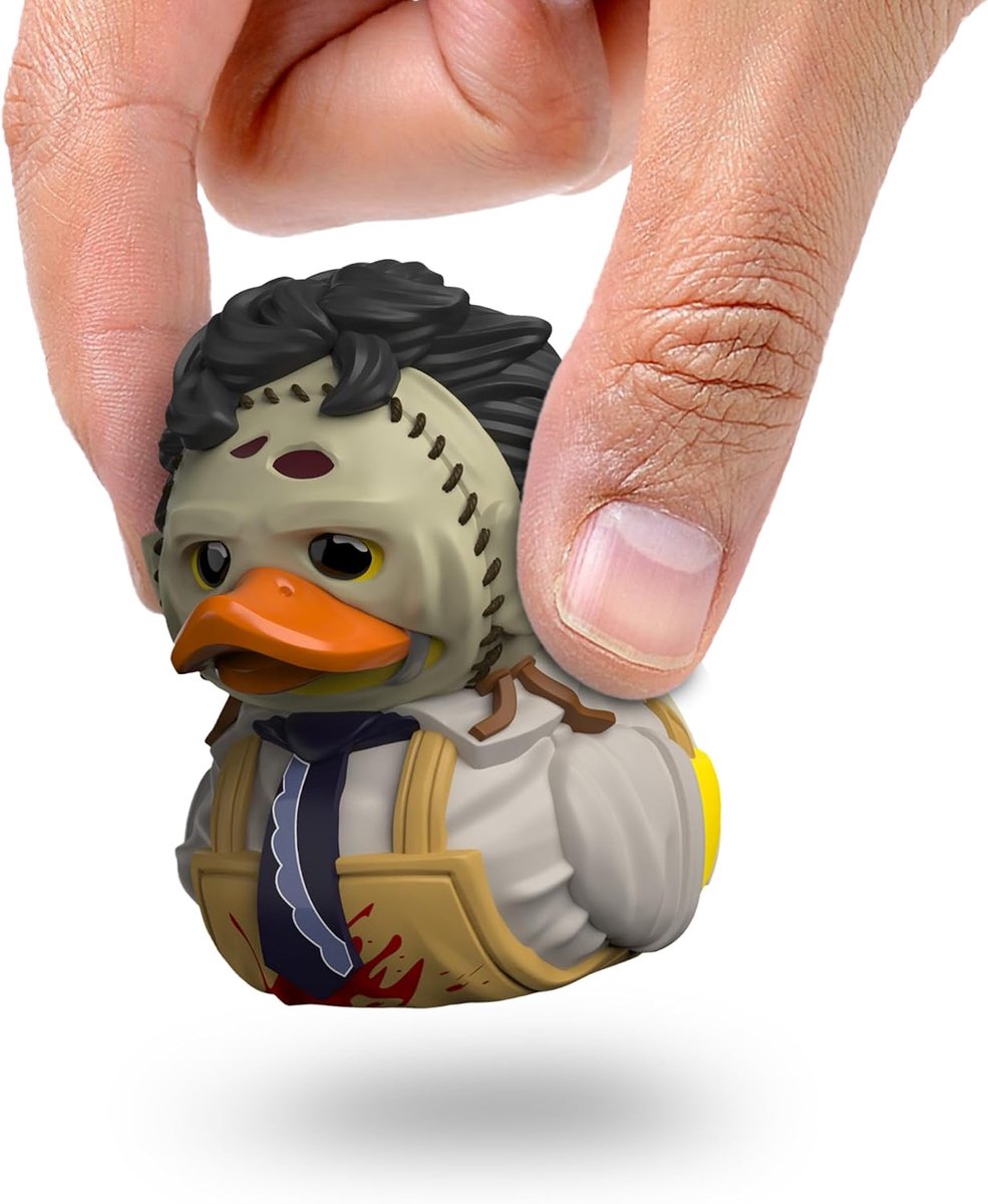 Mini: Horror - Leatherface Cosplayende Rubberen Eend Vinylfiguur | Officiële Merchandise of Texas Chainsaw Massacre Movie, Leatherface Collectable beeldjes, Mini Vinyl Eend bad voor weergave