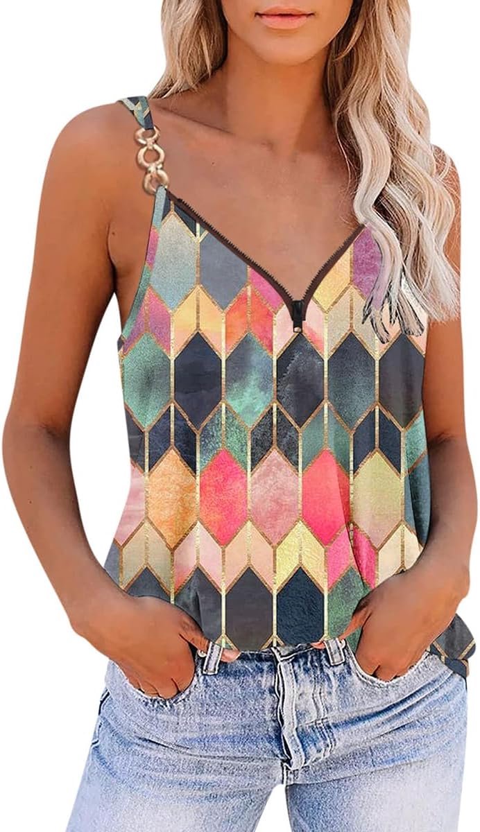 Tanktop Zomer Mouwloze Blouse V-hals Sexy Spaghetti Top Effen Polyester Shirt voor Vrouwen Tops Dames Zomer (Veelkleurig, S-XXL)