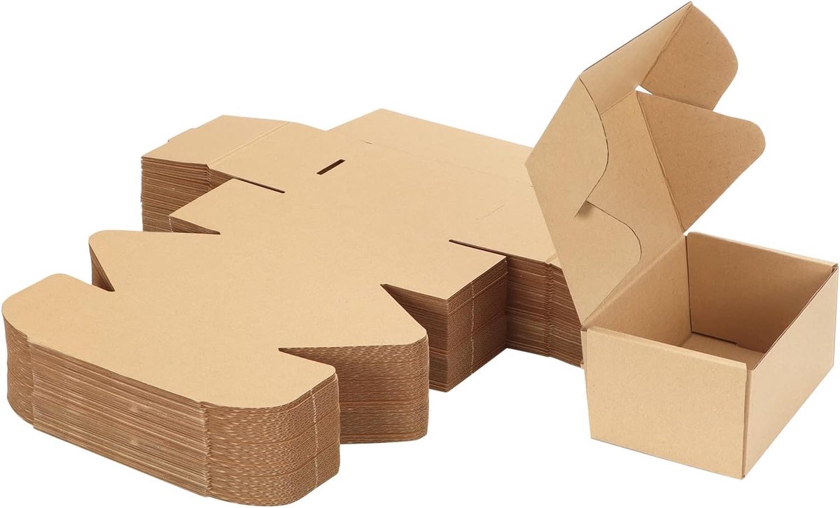 Verzenddozen, kleine dozen, vouwdozen, verpakkingsdozen voor goederenzending, postdozen, cadeaudozen, 153 x 102 x 76 mm, bruin