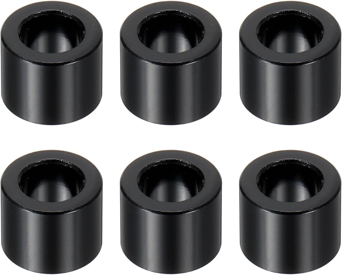 M6 Aluminium Spacers, 6 Stks Metalen Spacers Aluminium 6.2mm ID x 10mm OD x 8mm L Aluminium Spacer Schroef Standoff Ronde voor 1/4 "of M6 Schroefbouten, Zwart