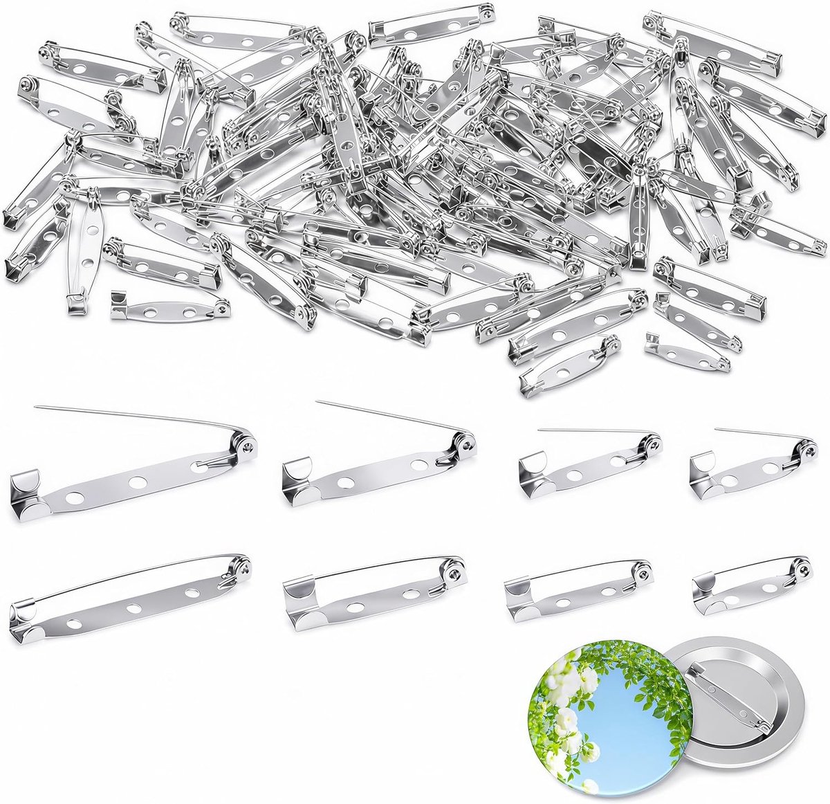 120 stuks broche pin achterkant, bar pin achterkant, gesp pin back, broche pin ruggen voor ambachten badge naamplaatje doe-het-zelf sieraden maken & ambacht