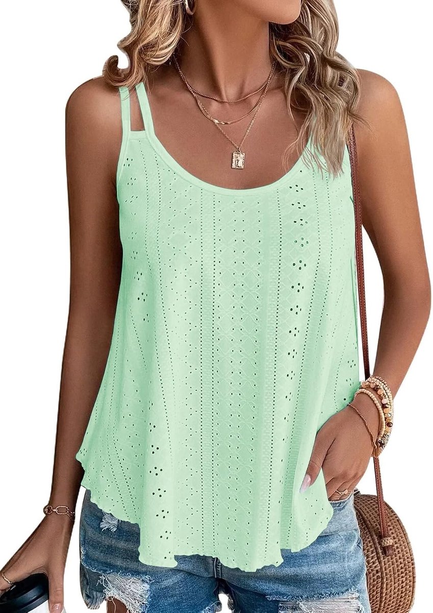 Tanktop voor dames, zomer, spaghetti bovenstuk, zomermode, mouwloos shirt voor dames