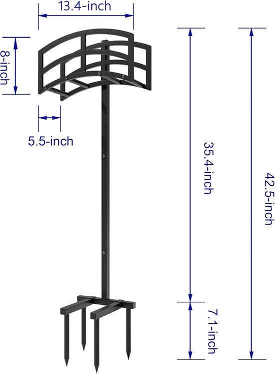 Vrijstaande tuinslanghouder hanger, zware metalen waterslanghouder opslag standaard rek, houdt 45 m slang voor buiten, terras, gazon en tuin, zwart — afbeelding 2