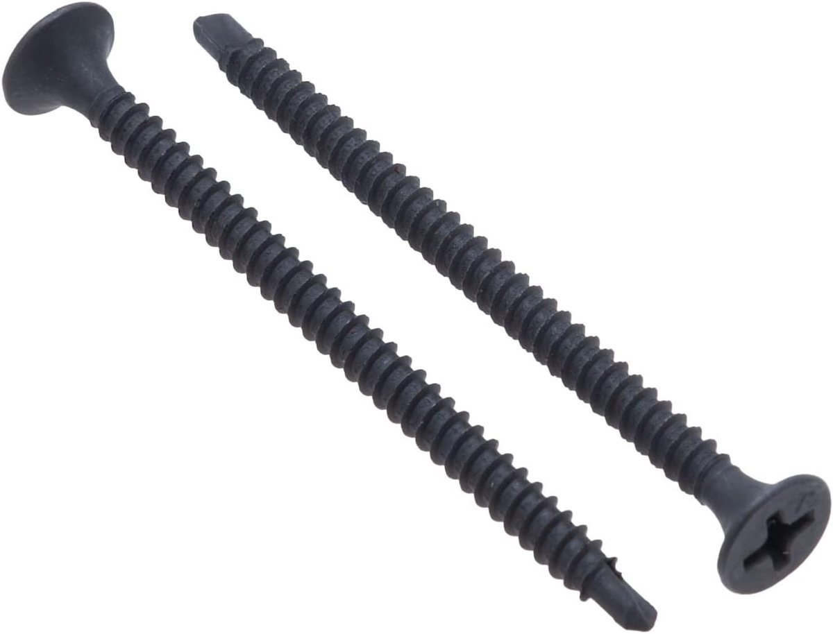 Zelfborende gipsplaatschroef, zelftappende zwarte schroeven, fijne schroefdraad, kruiskopschroef met fosfaatgeharde stalen schroef voor gipsplaat op metalen noppenprofiel (pack of 30)