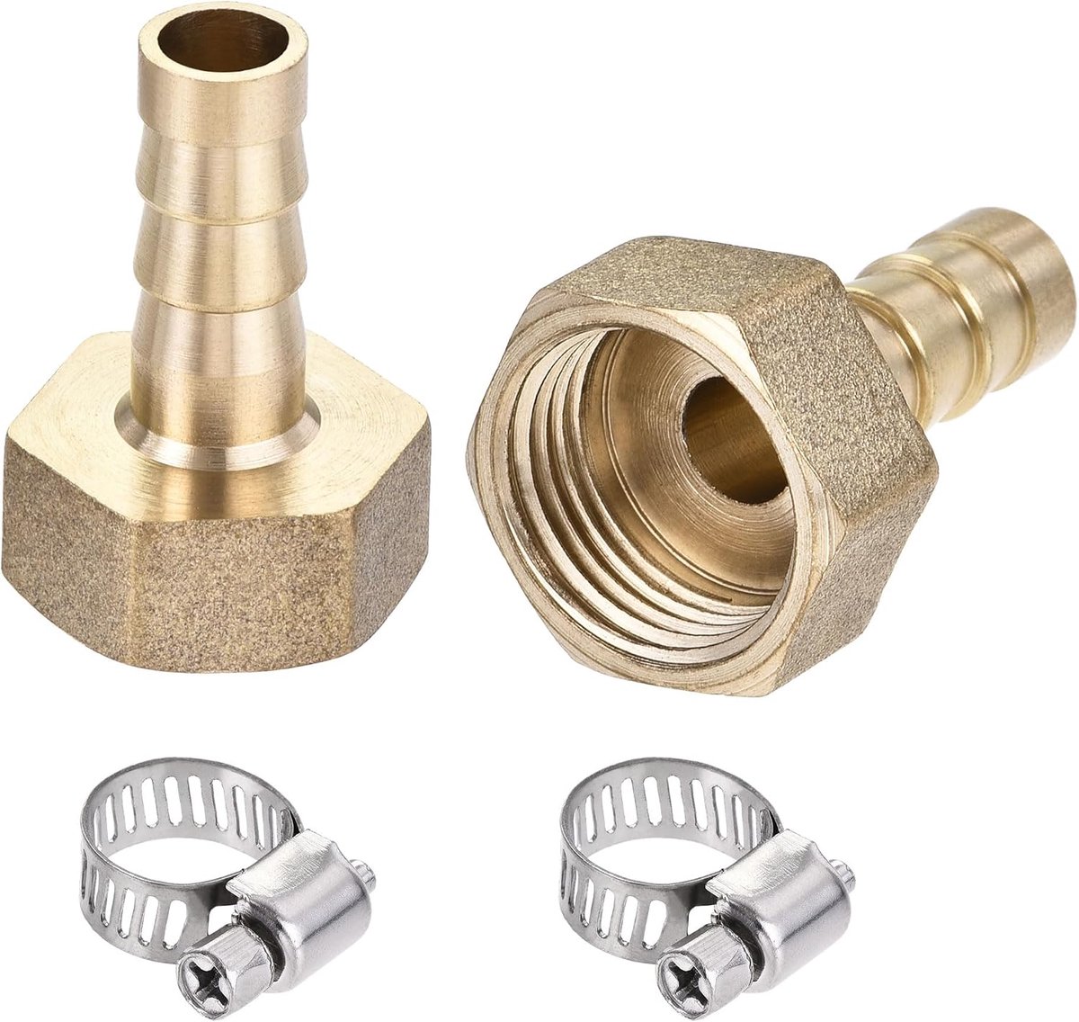 sourcing map 2 sets messing barbell slangaansluiting adapter 8 mm barbecue x G1/2 binnenbuis met 6-12 mm slangklem