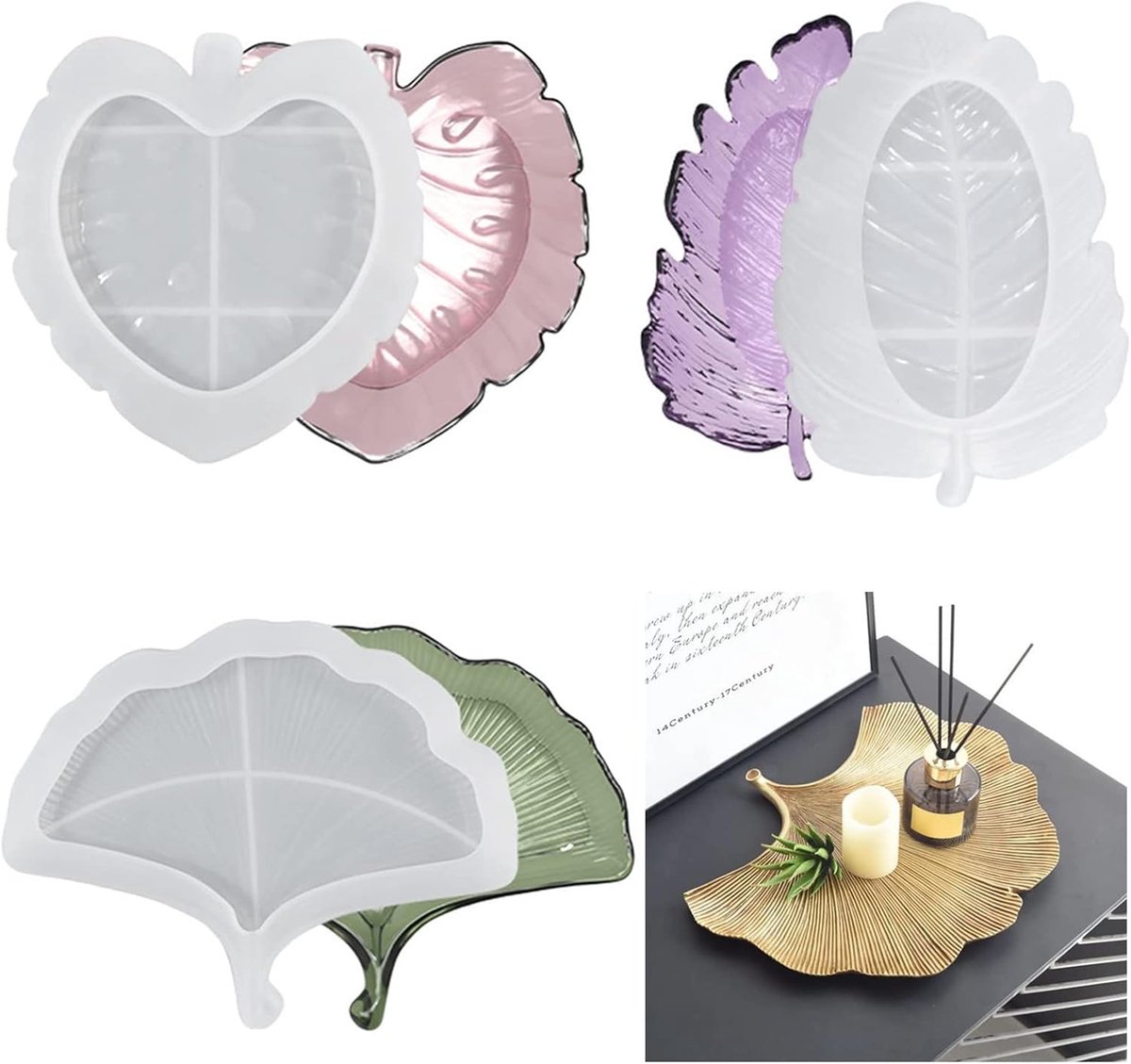 3 stuks vellen siliconen tabletvorm, epoxyharsvormen, doe-het-zelf dienblad gietvorm kit, hars gietvorm voor huisdecoratie, kunsthandwerk, dienblad opbergvorm