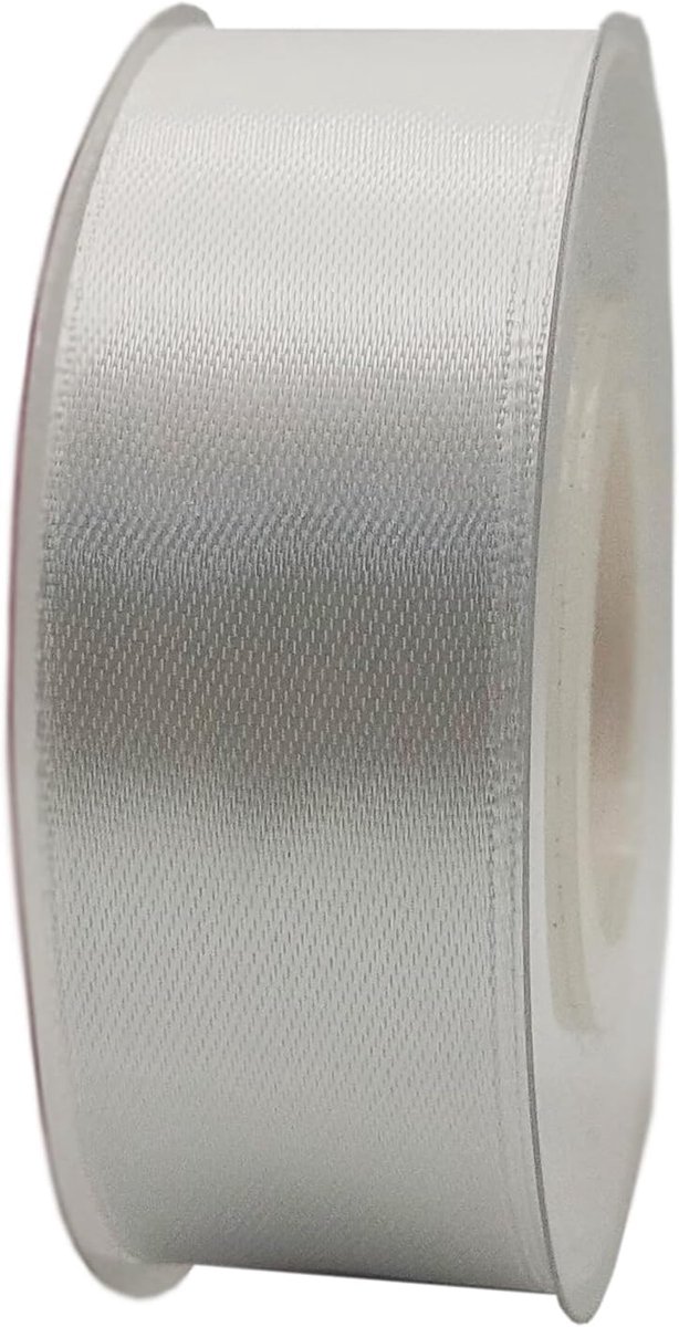 lint, 25 mm x 22 m, cadeaulint, satijnen lint, decoratief lint, stof, wit, 2,5 cm x 22 m