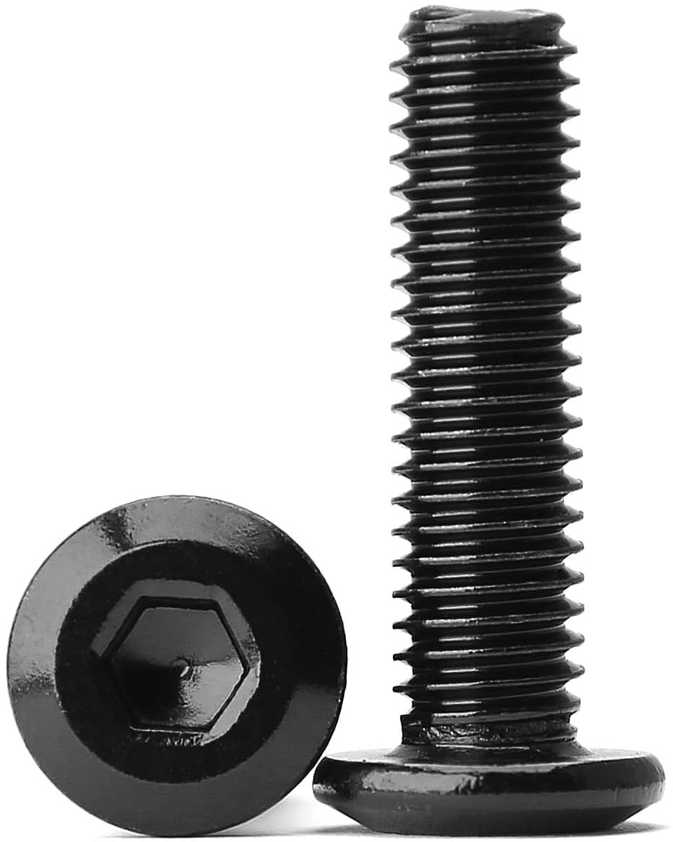 (10 stuks) M6 x 65 mm platte kop binnenzeskantschroef 304 roestvrij staal zwart oxide halfronde kopschroef lensschroef volledige schroefdraad