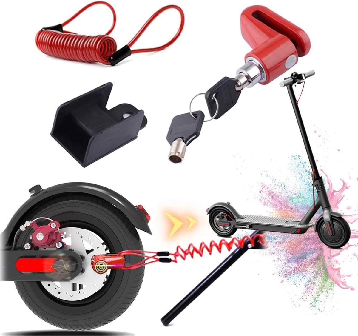 Scooterslot voor Xiaomi Pro 2 1S M36, scooterslot voor Denver Ninebot, diefstalslot voor e-scooter, ook geschikt voor motorfiets, fiets, scooterslot met herinneringskabel