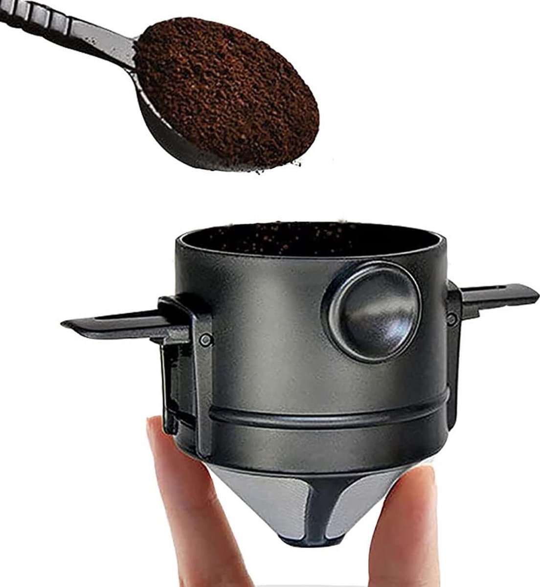 herbruikbaar giet over koffiezetapparaat, papierloos gieten over koffie druppelaar roestvrij staal koffiefilter, papierloos met inklapbare houders voor thuiskantoor reizen camping