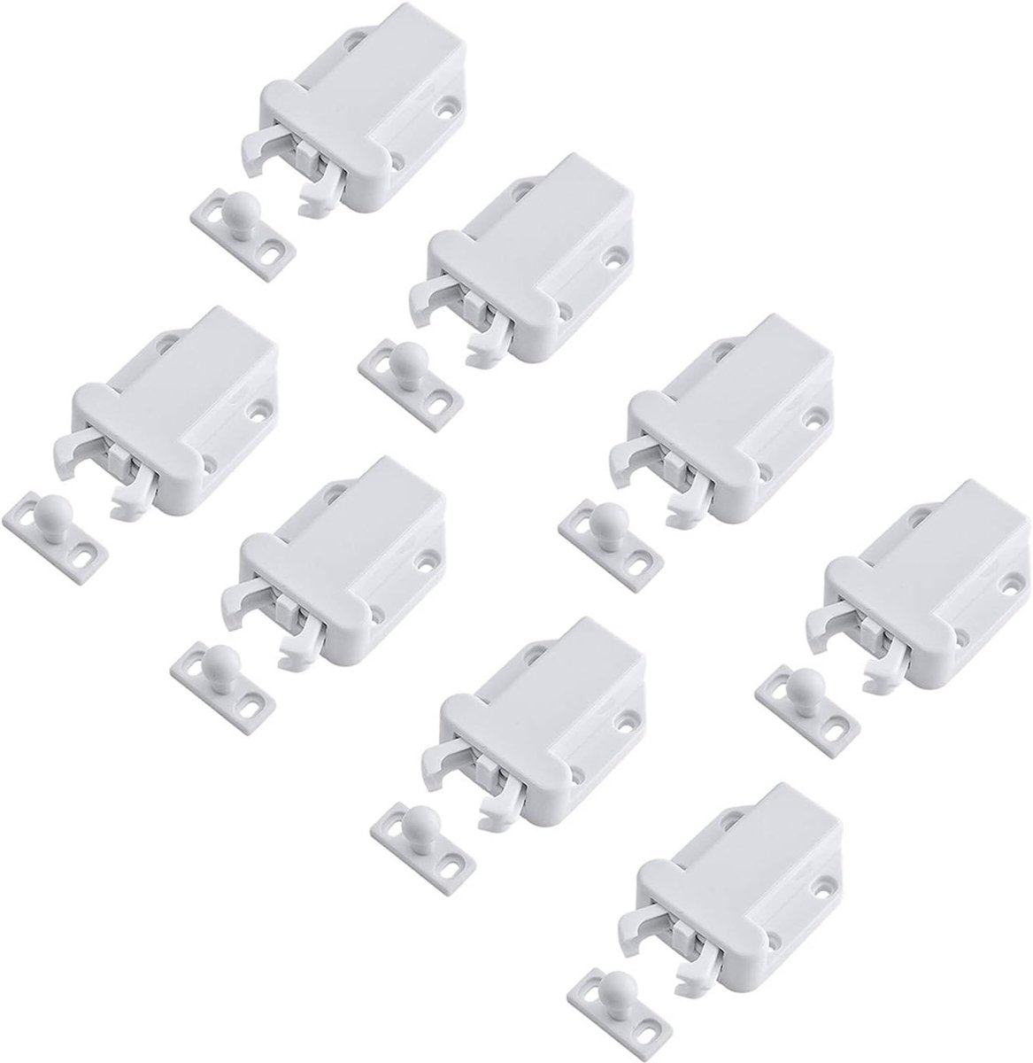 Deur Roller Vergrendelingen Houder Push to Open voor Keukenkast Kast Meubels Badkamer Garderobe Touch Klink Stopper Wit (8 Stuks)