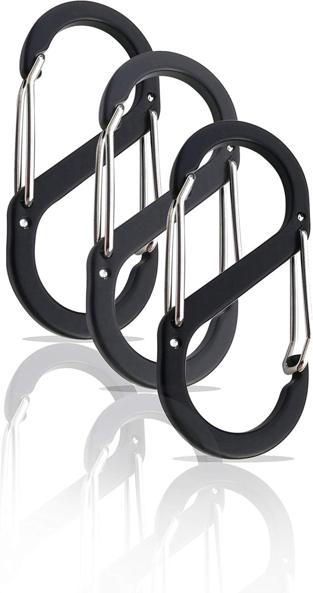 3 stuks S-vormige karabijnhaken met dubbele opening, mini-karabijnhaak, karabijnhaak