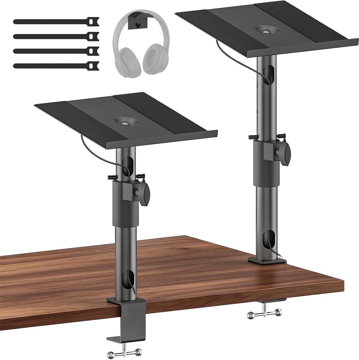 Standaards voor Edifier, KRK, Sony en andere boekenplankluidsprekers, in hoogte verstelbaar, kantelbaar en draaibaar, monitor stand voor PreSonus, JBL WR hoofdtelefoonhouder.