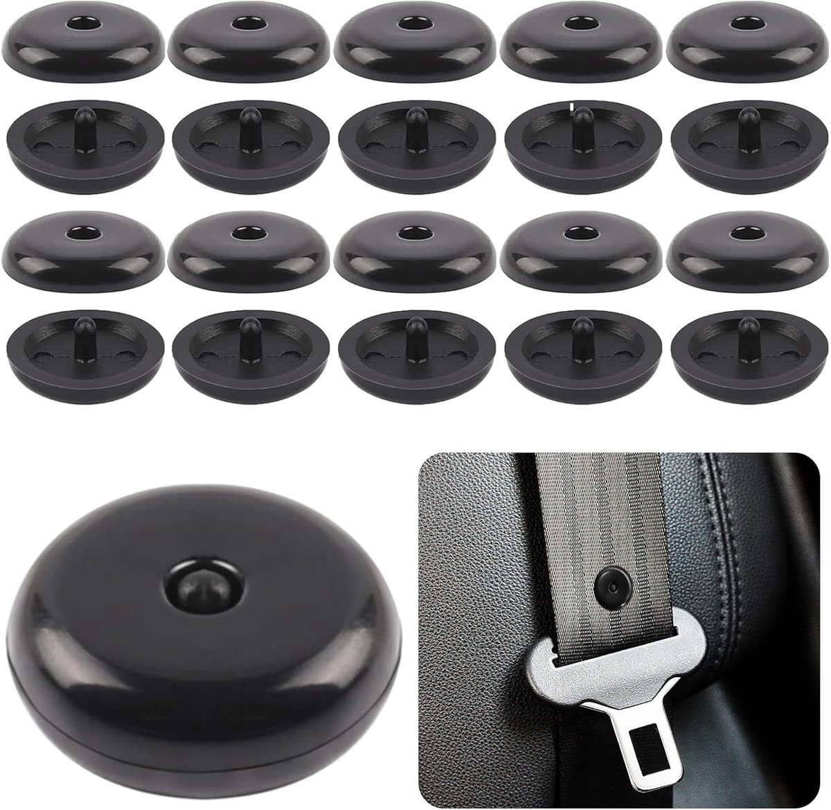 10 paar gordelstoppers voor de auto, universele veiligheidsgordelstopperset, zwart kunststof, autogordelgesphouder, antislip autogordelclip voor auto en SUV