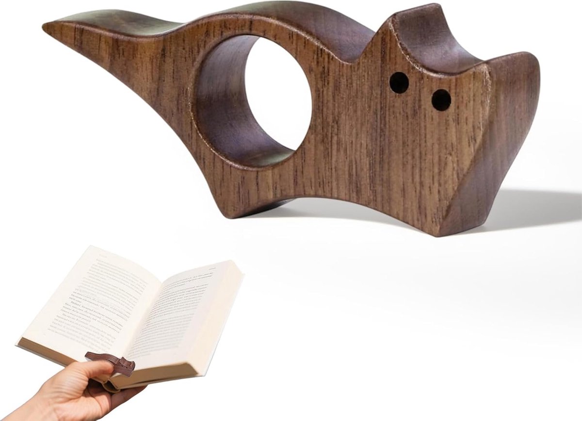 Pagina houder met kattenmotief, glad hout, leesaccessoires, ideale geschenken en leesaccessoires voor boekenliefhebbers en literatuurliefhebbers