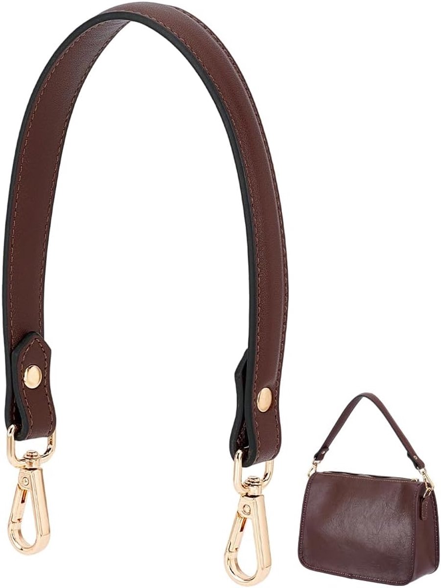 PandaHall Bruine Lederen Okseltas Riem, Korte Portemonnee Riem, Handvat, Vervanging Handtas Bandjes met Gouden Gespen Voor Vrouwen DIY Handtas Onderarm Tas Schoudertas