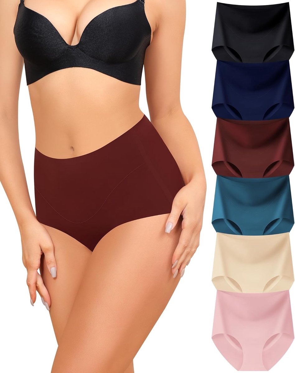 Onderbroeken voor dames, naadloos, hoge taille, naadloze slips, comfortabel, naadloos ondergoed, tailleslip zonder naad, hipsterslip, multipack van 6 stuks, S-XXL