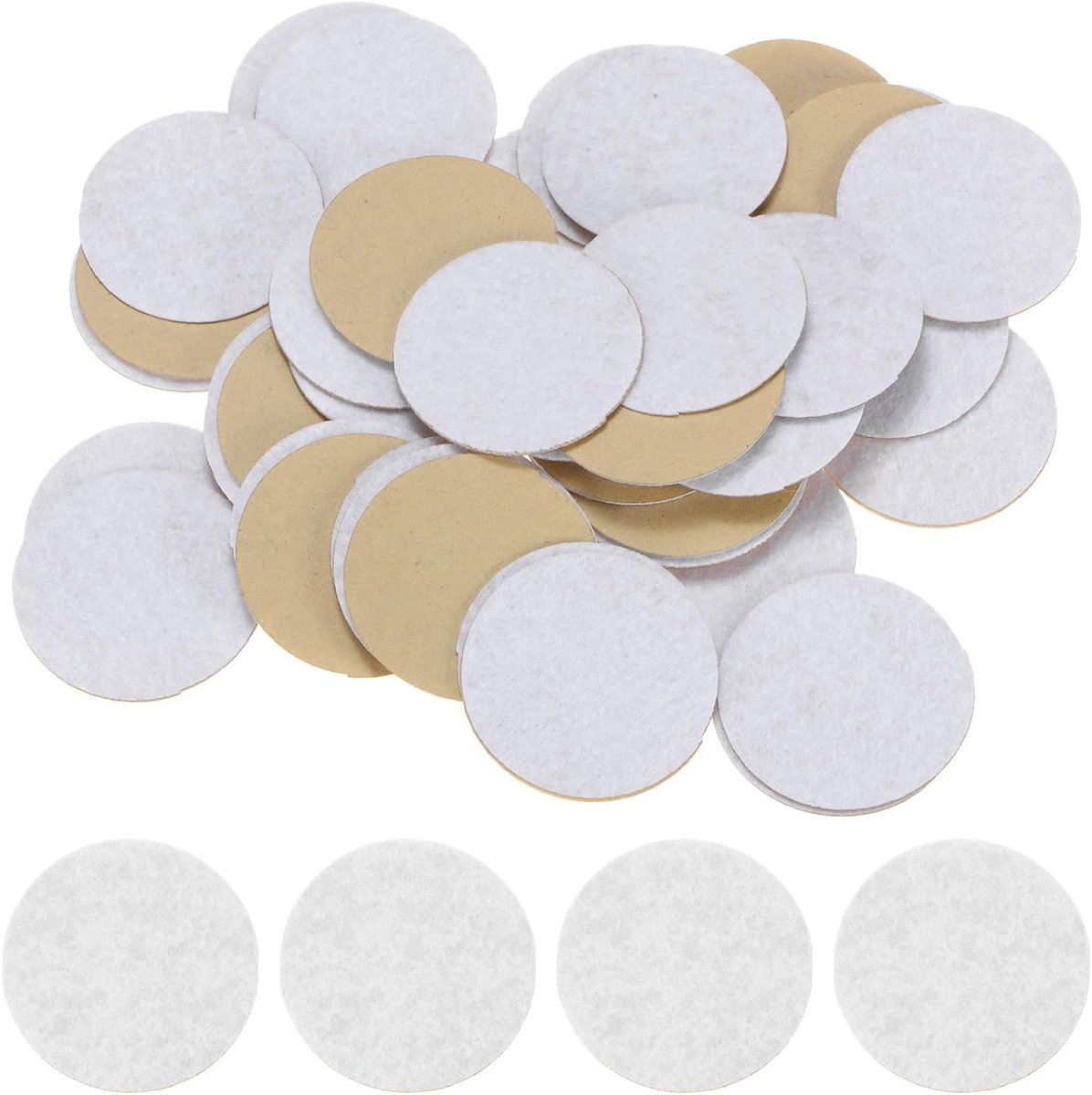 48 stuks ronde zelfklevende viltcirkels, 38 mm, voorgesneden vilten stickers van niet-geweven mini-viltstof voor doe-het-zelf naaien en knutselprojecten, wit